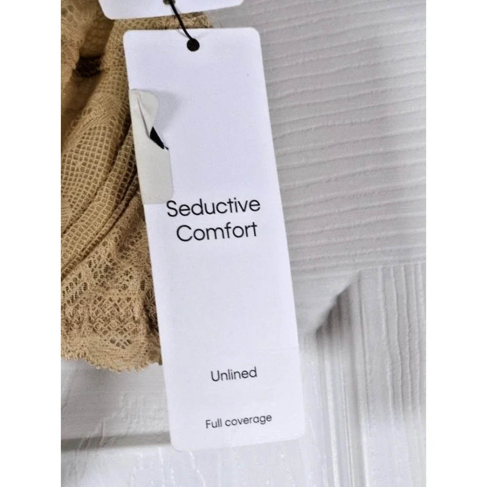 NWT Calvin Klein 32B Seductive Comfort Lace Bra QF1741 Beige Unlined Full Figure